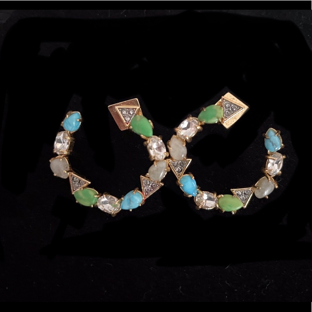 Alexis Bittar Small Jeweled Gold Hoops